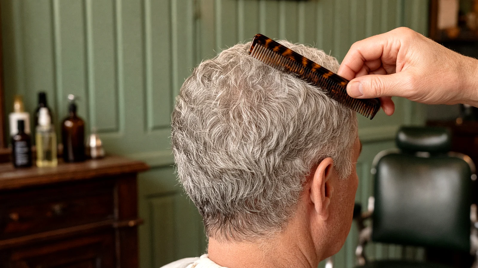 Haar in model kammen in de salon, met schildpadkam
